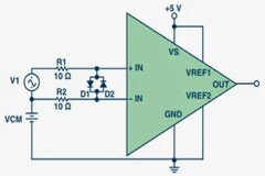 詳解電流檢測(cè)放大器的差分過(guò)壓保護(hù)電路