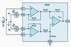 用儀表放大器測量兩個光源之間的差異