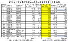 上半年凈利潤超過一億元即盈利能力居3%的國內芯片設計公司有哪些？