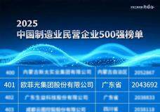 歐菲光上榜“2025中國制造業民營企業500強”