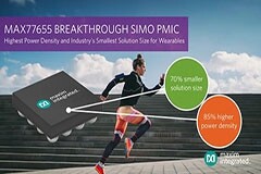 Maxim推出業界最小的四路輸出SIMO電源管理IC，將功率密度提高85％