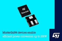 ST推出新款MasterGaN4器件，實現高達200瓦的高能效功率變換