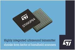 意法半導體發布高集成度超聲波發射器，提高手持式掃描儀的影像質量，縮小外形尺寸