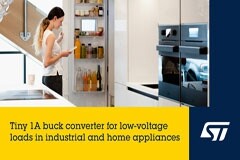 意法半導(dǎo)體推出簡單、靈活、高效的1A降壓轉(zhuǎn)換器為智能電表、家電和工業(yè)電源轉(zhuǎn)換器提供低電壓電源